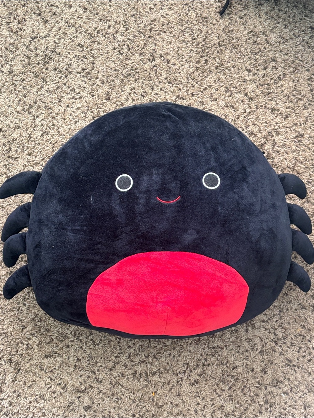 Plush Black and Red Squishmallow Crab Pillow
